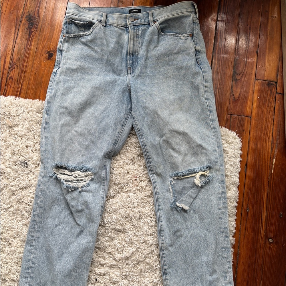 Express straight ankle high rise denim jeans light size 14